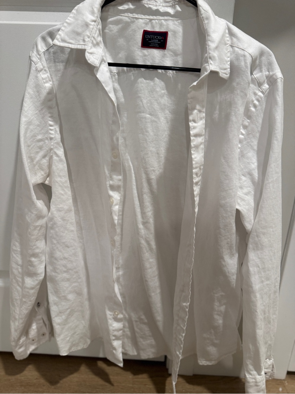 Untuckit Men's White Button-Down Shirt Large linen
